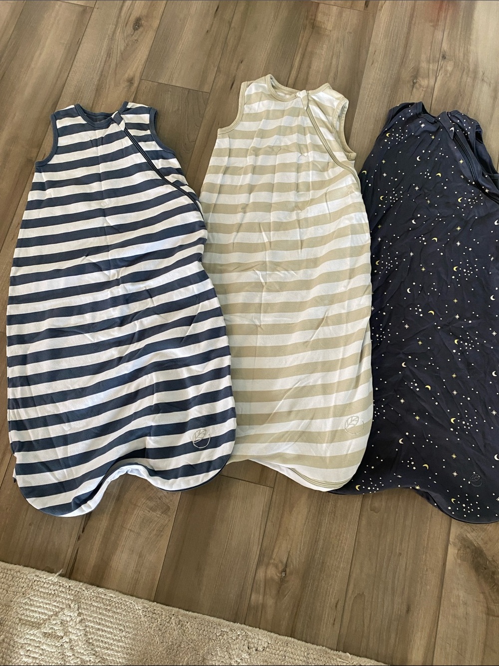 3-Pack Kids Sleep Sacks — Navy Stripe, Cream Stripe & Midnight Star by Woolino